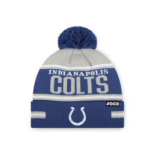 Indianapolis Colts NFL Big Wordmark Stripe Pom Beanie