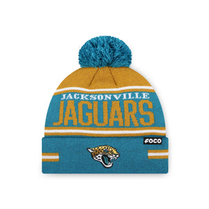 Jacksonville Jaguars NFL Big Wordmark Stripe Pom Beanie