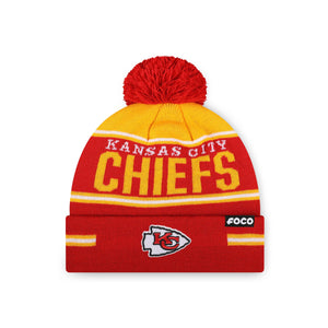 Kansas City Chiefs NFL Big Wordmark Stripe Pom Beanie