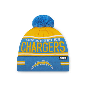 Los Angeles Chargers NFL Big Wordmark Stripe Pom Beanie