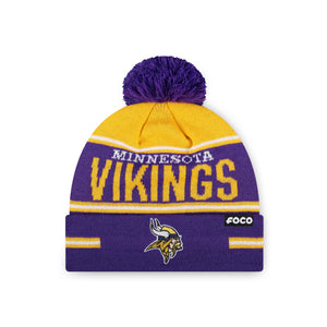 Minnesota Vikings NFL Big Wordmark Stripe Pom Beanie