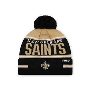 New Orleans Saints NFL Big Wordmark Stripe Pom Beanie