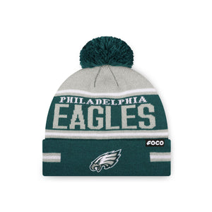 Philadelphia Eagles NFL Big Wordmark Stripe Pom Beanie