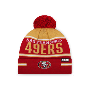 San Francisco 49Ers Big Wordmark Stripe Pom Beanie