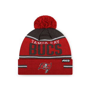 Tampa Bay Buccaneers NFL Big Wordmark Stripe Pom Beanie
