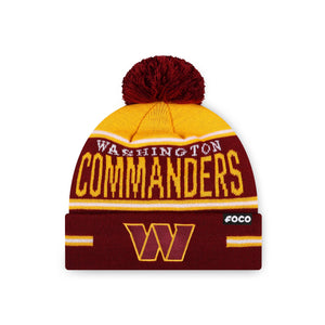Washington Commanders NFL Big Wordmark Stripe Pom Beanie