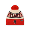 Atlanta Falcons NFL Cream Heritage Stripe Retro Logo Pom Beanie