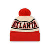 Atlanta Falcons NFL Cream Heritage Stripe Retro Logo Pom Beanie