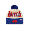 Buffalo Bills NFL Cream Heritage Stripe Retro Logo Pom Beanie