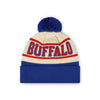 Buffalo Bills NFL Cream Heritage Stripe Retro Logo Pom Beanie