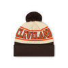 Cleveland Browns NFL Cream Heritage Stripe Retro Logo Pom Beanie