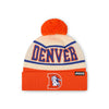 Denver Broncos NFL Cream Heritage Stripe Retro Logo Pom Beanie