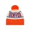 Denver Broncos NFL Cream Heritage Stripe Retro Logo Pom Beanie