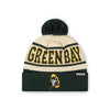 Green Bay Packers NFL Cream Heritage Stripe Retro Logo Pom Beanie