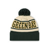 Green Bay Packers NFL Cream Heritage Stripe Retro Logo Pom Beanie