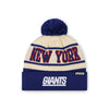 New York Giants NFL Cream Heritage Stripe Retro Logo Pom Beanie