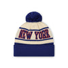 New York Giants NFL Cream Heritage Stripe Retro Logo Pom Beanie