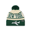 New York Jets NFL Cream Heritage Stripe Retro Logo Pom Beanie