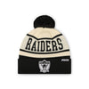 Las Vegas Raiders NFL Cream Heritage Stripe Retro Logo Pom Beanie