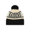 Las Vegas Raiders NFL Cream Heritage Stripe Retro Logo Pom Beanie