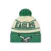 Philadelphia Eagles NFL Cream Heritage Stripe Retro Logo Pom Beanie (PREORDER - SHIPS LATE DECEMBER)