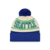 Seattle Seahawks NFL Cream Heritage Stripe Retro Logo Pom Beanie