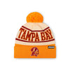 Tampa Bay Buccaneers NFL Cream Heritage Stripe Retro Logo Pom Beanie