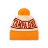 Tampa Bay Buccaneers NFL Cream Heritage Stripe Retro Logo Pom Beanie