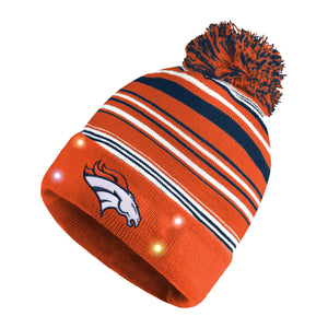 Denver Broncos NFL Horizontal Stripe Light Up Beanie