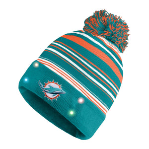 Miami Dolphins NFL Horizontal Stripe Light Up Beanie
