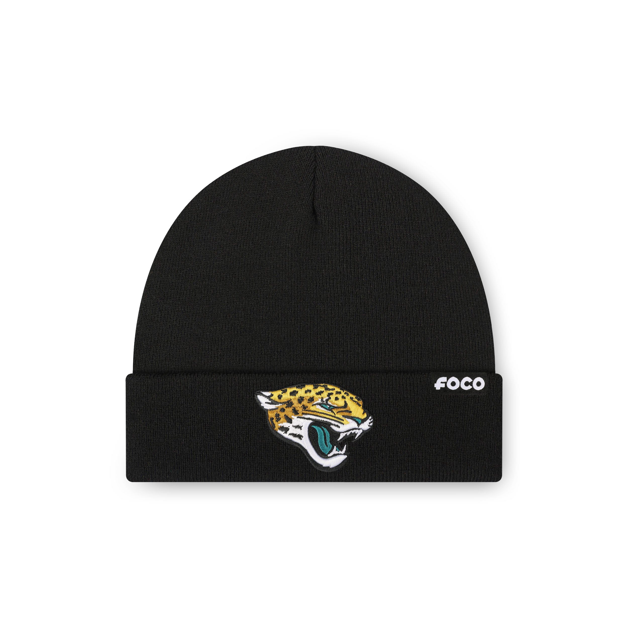 Jacksonville Jaguars Beanie Cream design with teal and gold‎ rhinestones, Logo Jacksonville Jaguars 2026 Sideline White 9SEVENTY Stretch  main image 3