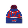 Buffalo Bills NFL Royal Primary Logo Stripe Pom Beanie