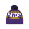 Baltimore Ravens NFL Purple Primary Logo Stripe Pom Beanie