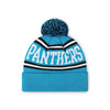 Carolina Panthers NFL Glacier Blue Primary Logo Stripe Pom Beanie