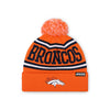 Denver Broncos NFL Orange Primary Logo Stripe Pom Beanie