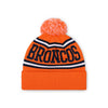 Denver Broncos NFL Orange Primary Logo Stripe Pom Beanie