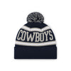 Dallas Cowboys NFL Navy Primary Logo Stripe Pom Beanie