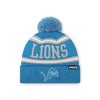 Detroit Lions NFL Glacier Blue Primary Logo Stripe Pom Beanie