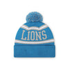 Detroit Lions NFL Glacier Blue Primary Logo Stripe Pom Beanie