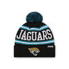 Jacksonville Jaguars NFL Black Primary Logo Stripe Pom Beanie