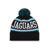 Jacksonville Jaguars NFL Black Primary Logo Stripe Pom Beanie