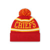 Kansas City Chiefs NFL Red Primary Logo Stripe Pom Beanie