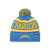 Los Angeles Chargers NFL Blue Raz Primary Logo Stripe Pom Beanie