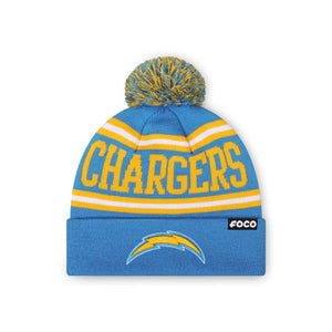 Los Angeles Chargers NFL Blue Raz Primary Logo Stripe Pom Beanie