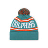 Miami Dolphins NFL Neptune Primary Logo Stripe Pom Beanie