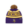 Minnesota Vikings NFL Purple Primary Logo Stripe Pom Beanie