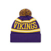 Minnesota Vikings NFL Purple Primary Logo Stripe Pom Beanie