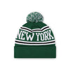 New York Jets NFL Dark Green Primary Logo Stripe Pom Beanie