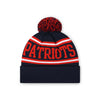 New England Patriots NFL Navy Primary Logo Stripe Pom Beanie