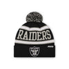 Las Vegas Raiders NFL Black Primary Logo Stripe Pom Beanie